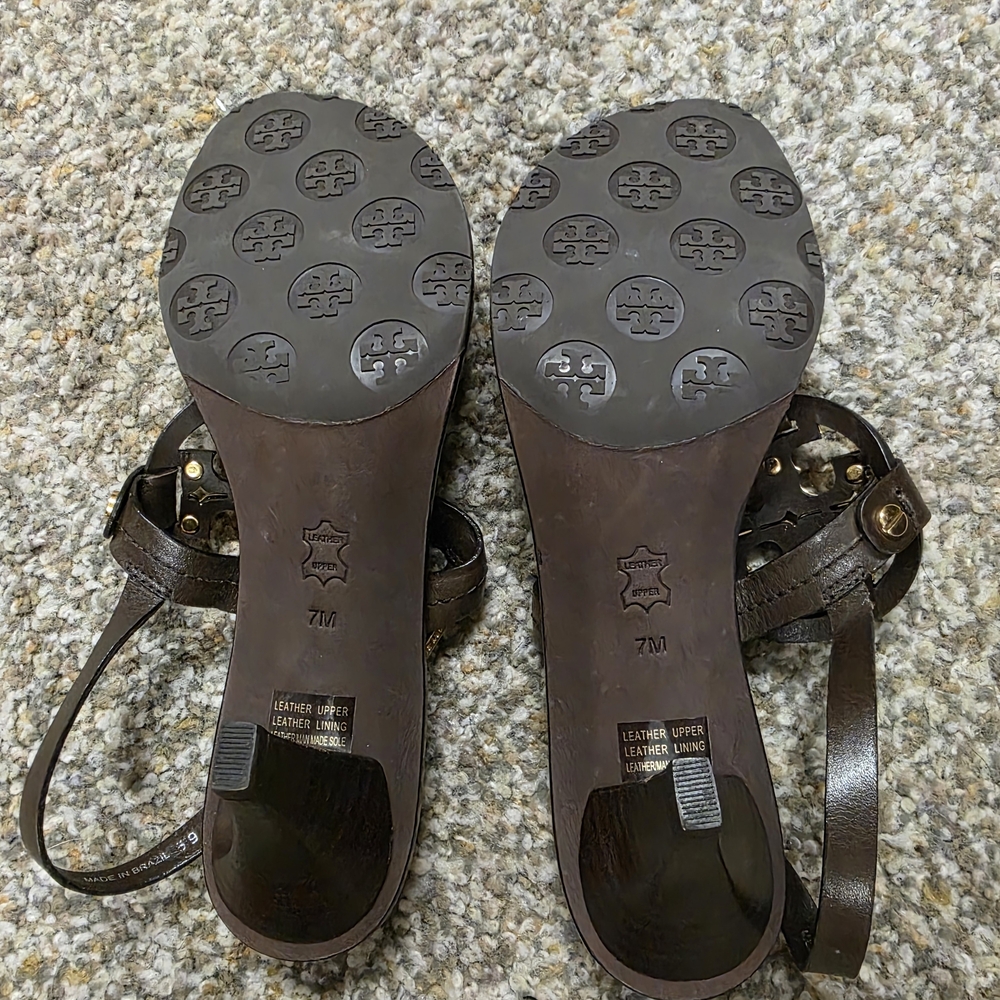 Tory Burch Black Sandals with Gold Accents - Picture 4 of 4